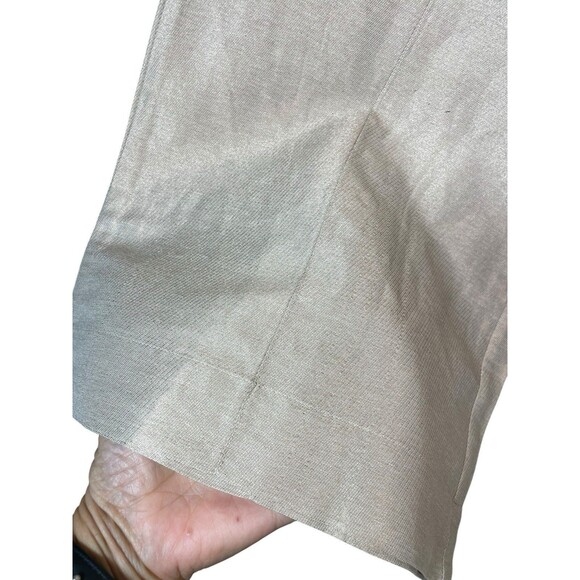 Fabindia Silk Blend Cropped Wide Leg Dress Lined Pants Size Medium Metallic Gold - Picture 5 of 11